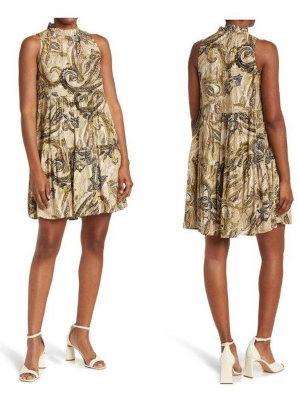 CALVIN KLEIN Challis Smock Neck Dress - 4